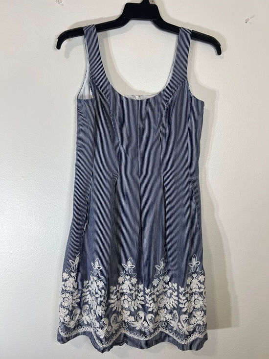 Nine West Dresses & Skirts - Nine West Navy and White Striped Embroidered Mini Dress